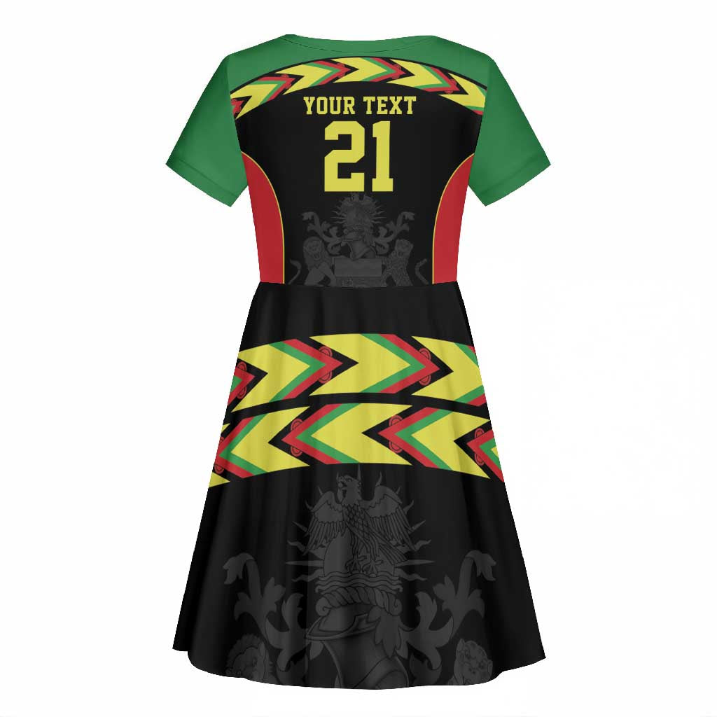 Custom Cricket Africa Malawi Kid Short Sleeve Dress Malawi Chevron Pattern - African Pride