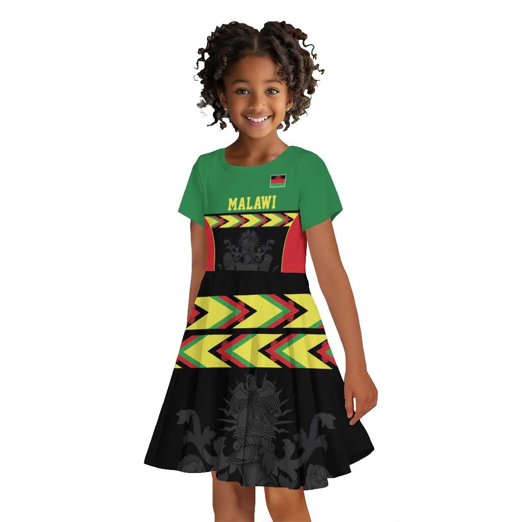 Custom Cricket Africa Malawi Kid Short Sleeve Dress Malawi Chevron Pattern - African Pride