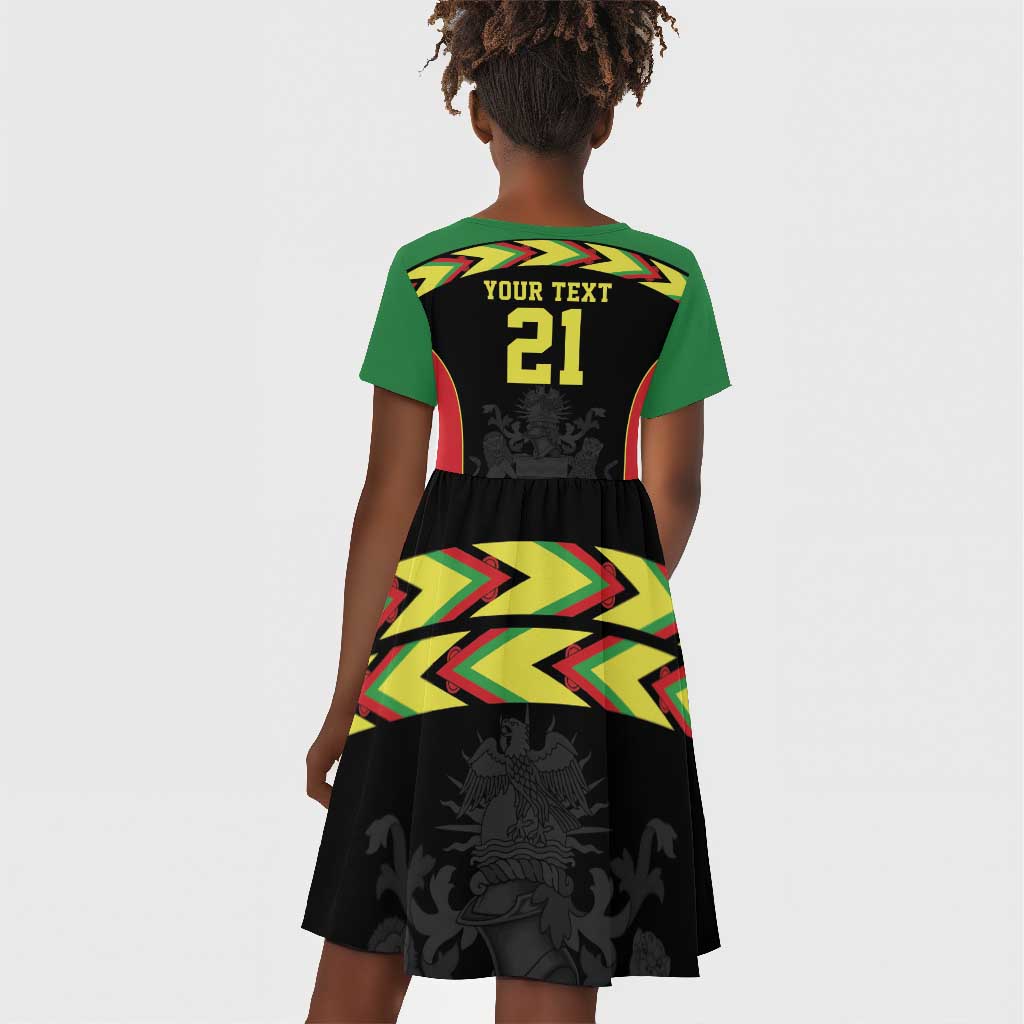 Custom Cricket Africa Malawi Kid Short Sleeve Dress Malawi Chevron Pattern - African Pride