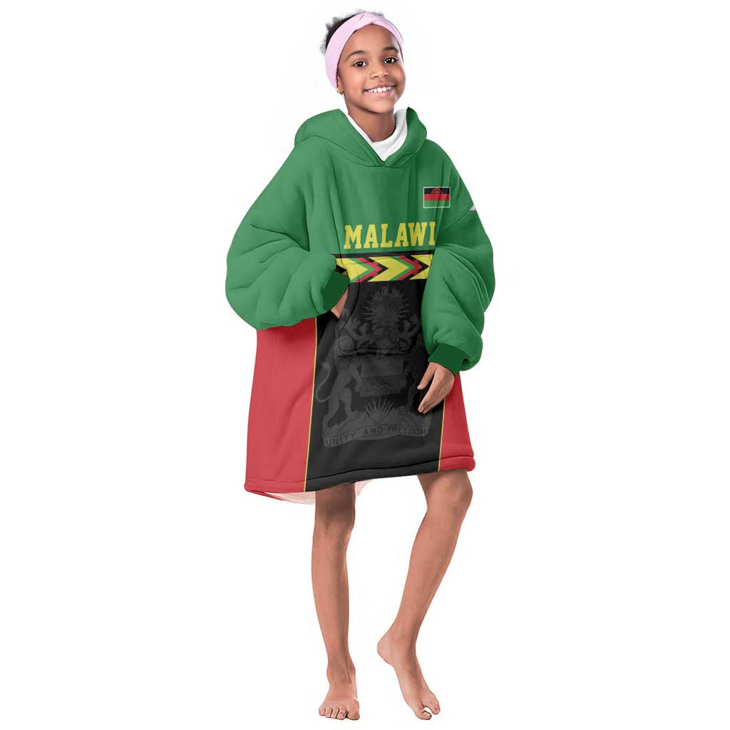 Custom Cricket Africa Malawi Kid Wearable Blanket Hoodie Malawi Chevron Pattern - African Pride