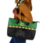 Custom Cricket Africa Malawi Leather Tote Bag Malawi Chevron Pattern - African Pride