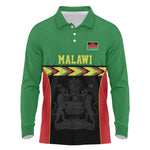 Custom Cricket Africa Malawi Long Sleeve Polo Shirt Malawi Chevron Pattern - African Pride