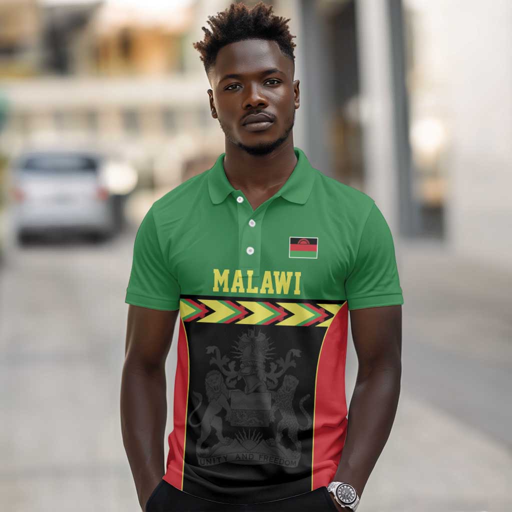 Custom Cricket Africa Malawi Polo Shirt Malawi Chevron Pattern - African Pride