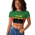 Custom Cricket Africa Malawi Raglan Cropped T shirt Malawi Chevron Pattern - African Pride