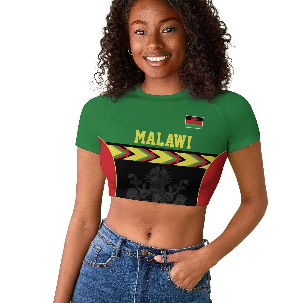 Custom Cricket Africa Malawi Raglan Cropped T shirt Malawi Chevron Pattern - African Pride