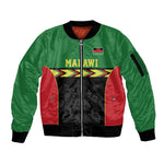 Custom Cricket Africa Malawi Sleeve Zip Bomber Jacket Malawi Chevron Pattern - African Pride