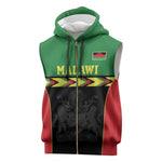 Custom Cricket Africa Malawi Sleeveless Zip Hoodie Malawi Chevron Pattern - African Pride