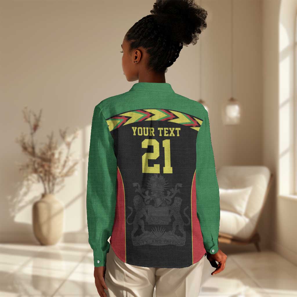 Custom Cricket Africa Malawi Women Casual Shirt Malawi Chevron Pattern - African Pride