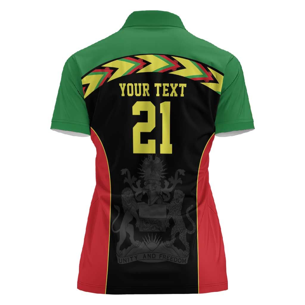 Custom Cricket Africa Malawi Women Polo Shirt Malawi Chevron Pattern - African Pride