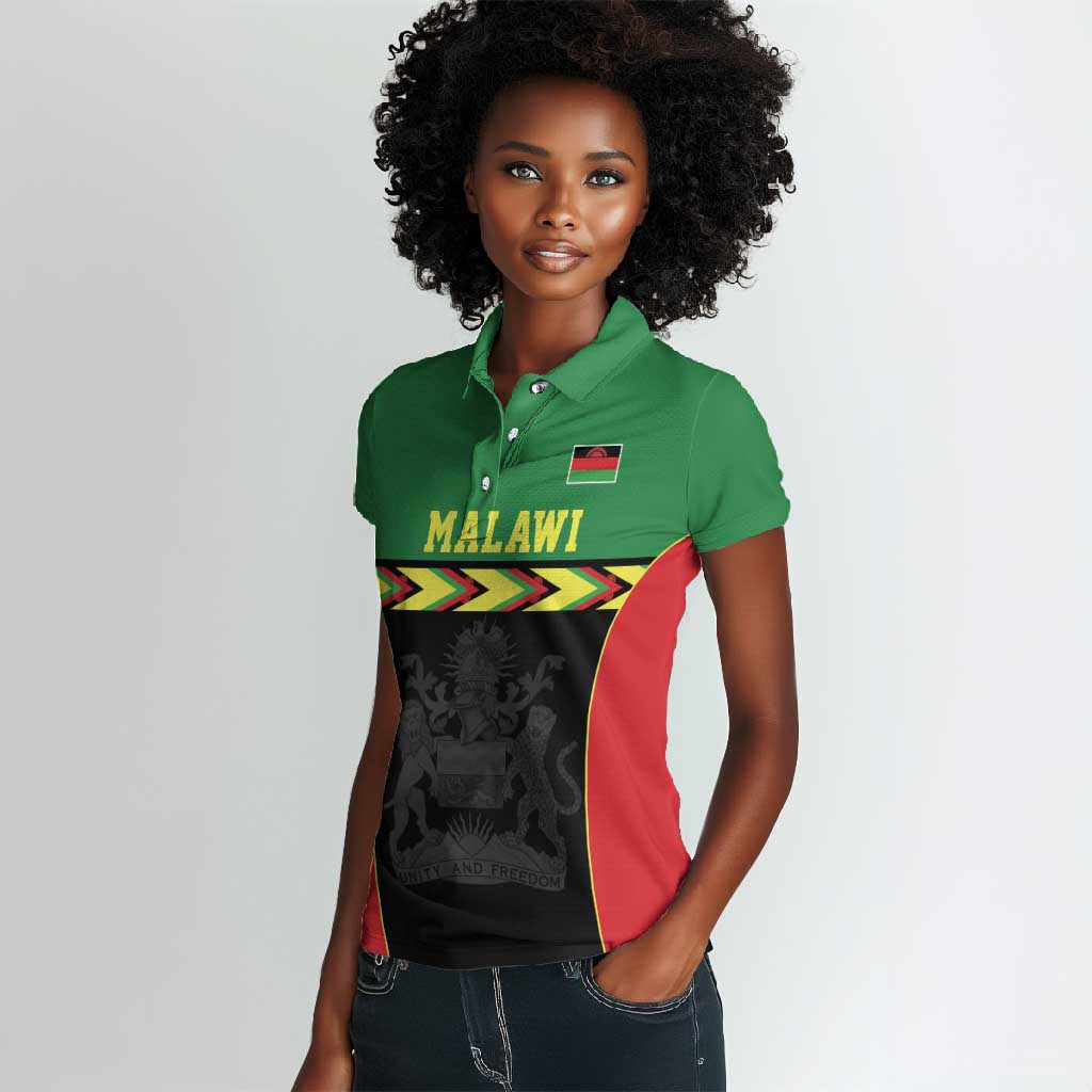 Custom Cricket Africa Malawi Women Polo Shirt Malawi Chevron Pattern - African Pride