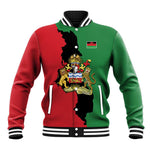 Malawi Flag Map Baseball Jacket Simple Malawi Emblem Coat of Arms - African Pride