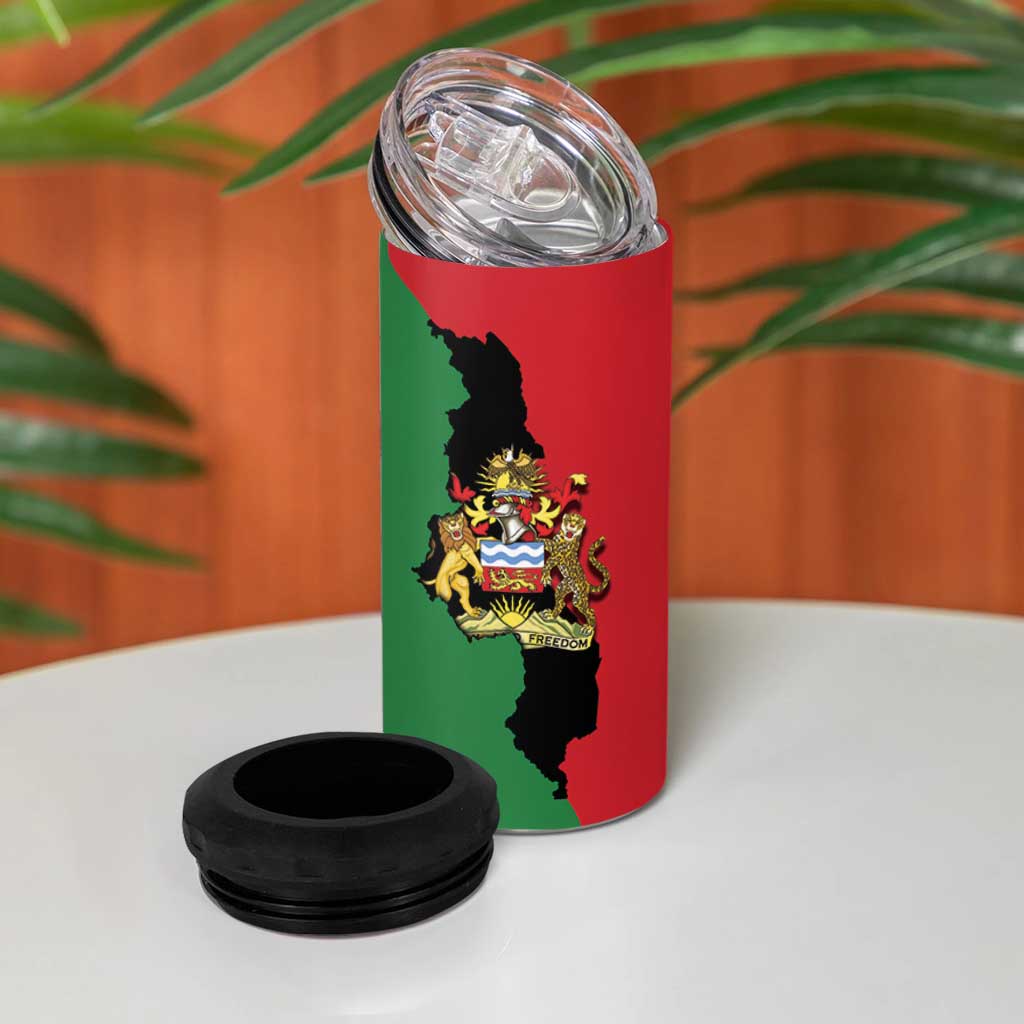 Malawi Flag Map 4 in 1 Can Cooler Tumbler Simple Malawi Emblem Coat of Arms - African Pride