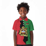Malawi Flag Map Kid Polo Shirt Simple Malawi Emblem Coat of Arms - African Pride