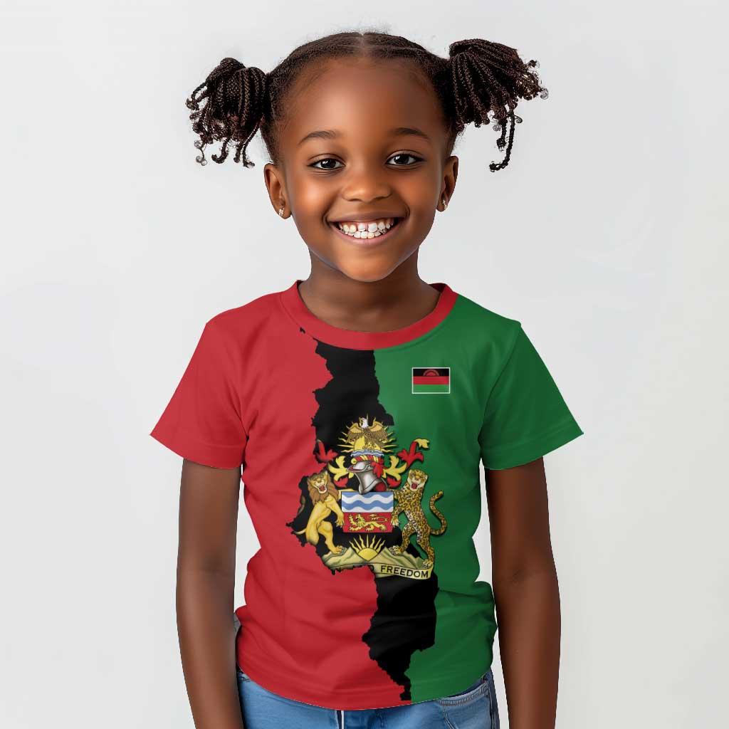 Malawi Flag Map Kid T shirt Simple Malawi Emblem Coat of Arms - African Pride