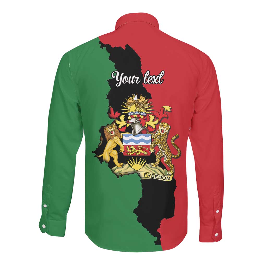 Malawi Flag Map Long Sleeve Button Shirt Simple Malawi Emblem Coat of Arms - African Pride
