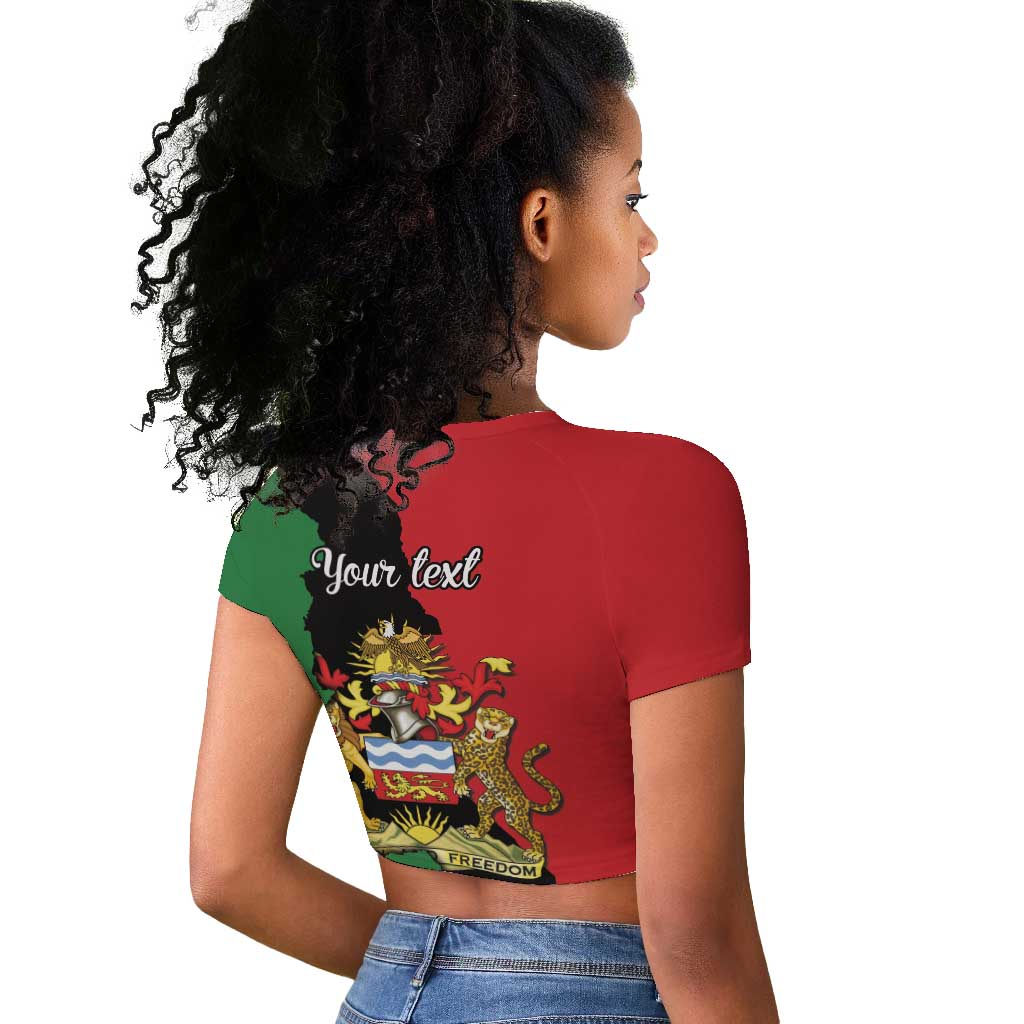 Malawi Flag Map Raglan Cropped T shirt Simple Malawi Emblem Coat of Arms - African Pride