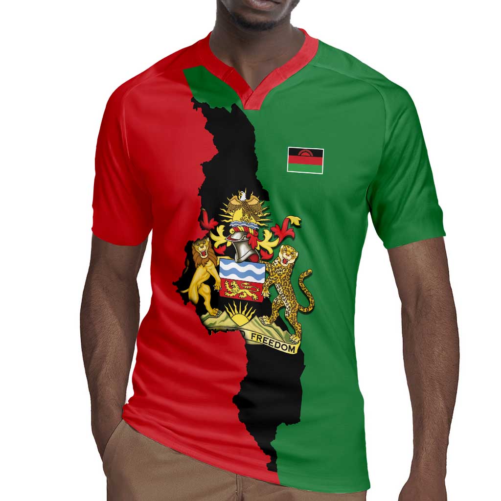 Malawi Flag Map Rugby Jersey Simple Malawi Emblem Coat of Arms - African Pride