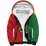 Malawi Flag Map Sherpa Hoodie Simple Malawi Emblem Coat of Arms - African Pride