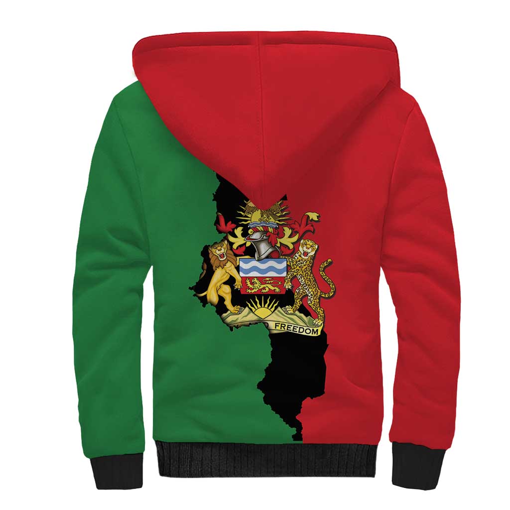 Malawi Flag Map Sherpa Hoodie Simple Malawi Emblem Coat of Arms - African Pride