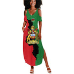 Malawi Flag Map Summer Maxi Dress Simple Malawi Emblem Coat of Arms - African Pride