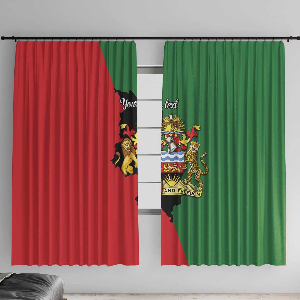 Malawi Flag Map Window Curtain Simple Malawi Emblem Coat of Arms - African Pride