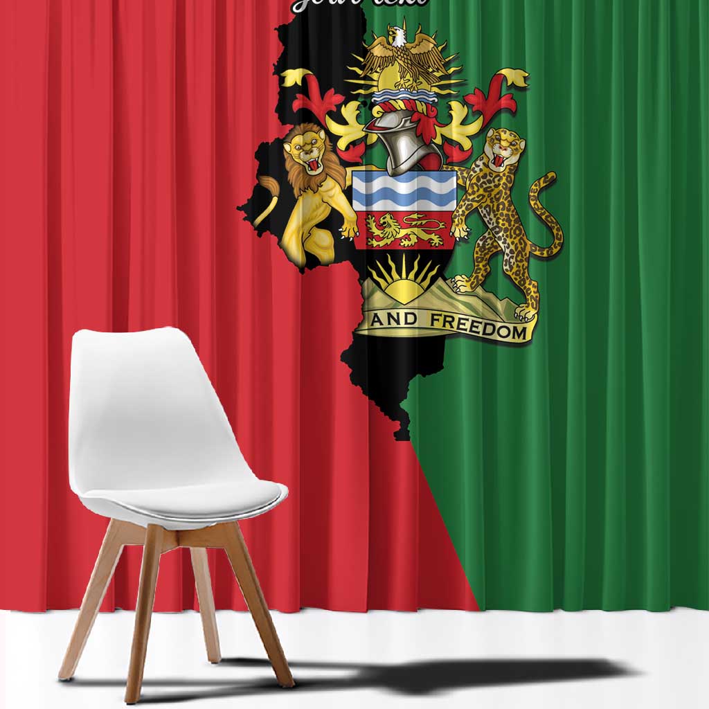 Malawi Flag Map Window Curtain Simple Malawi Emblem Coat of Arms - African Pride