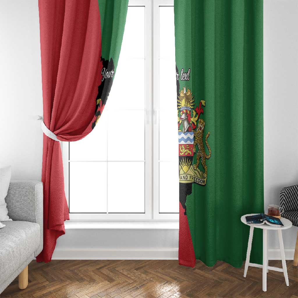 Malawi Flag Map Window Curtain Simple Malawi Emblem Coat of Arms - African Pride