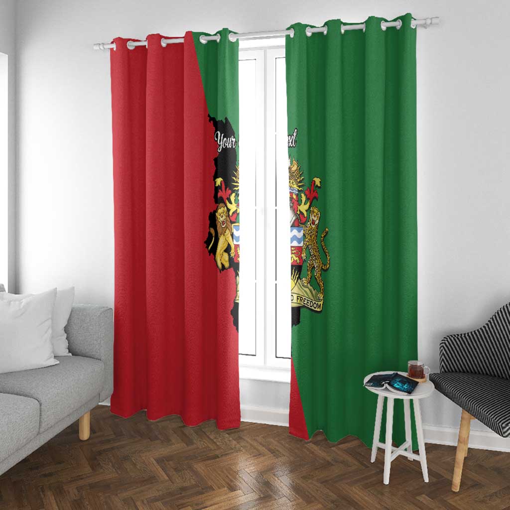 Malawi Flag Map Window Curtain Simple Malawi Emblem Coat of Arms - African Pride