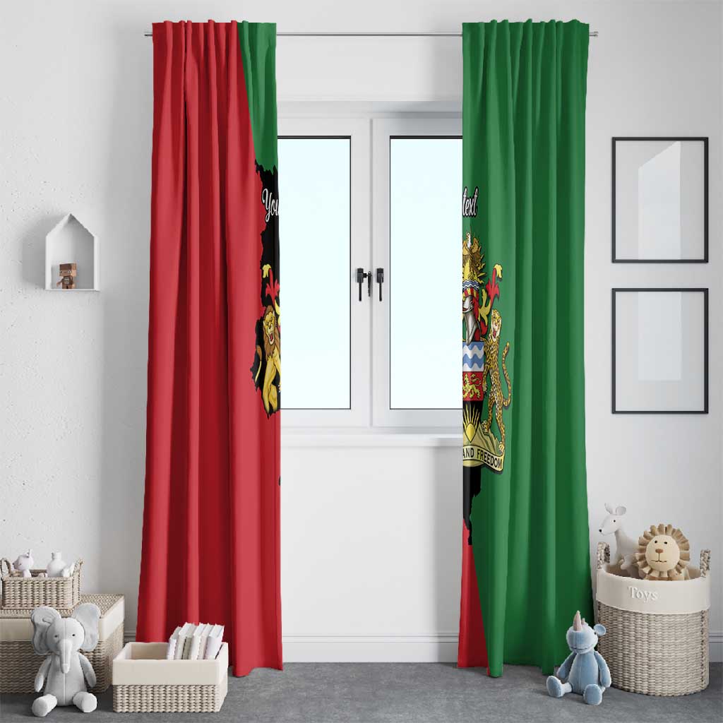 Malawi Flag Map Window Curtain Simple Malawi Emblem Coat of Arms - African Pride