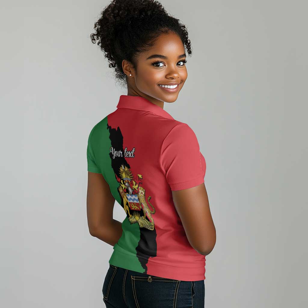 Malawi Flag Map Women Polo Shirt Simple Malawi Emblem Coat of Arms - African Pride