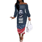 Honor MLK African-American Civil Rights Leaders Off The Shoulder Long Sleeve Dress The Time Is Always Right To Do What Is Right
