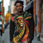 Black Jamaican Long Sleeve Shirt Rastafarian Lion One Love LT9