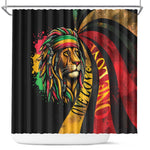 Black Jamaican Shower Curtain Rastafarian Lion One Love