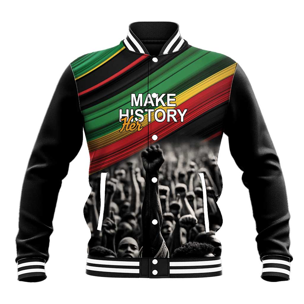 African-American History Month Baseball Jacket Black Power Hand Make His-Herstories