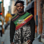 African-American History Month Long Sleeve Shirt Black Power Hand Make His-Herstories