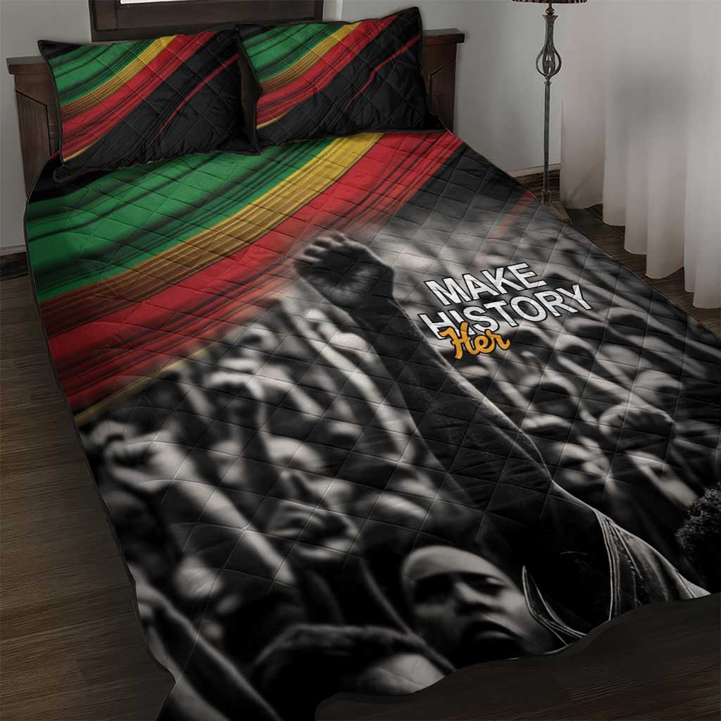 African-American History Month Quilt Bed Set Black Power Hand Make His-Herstories