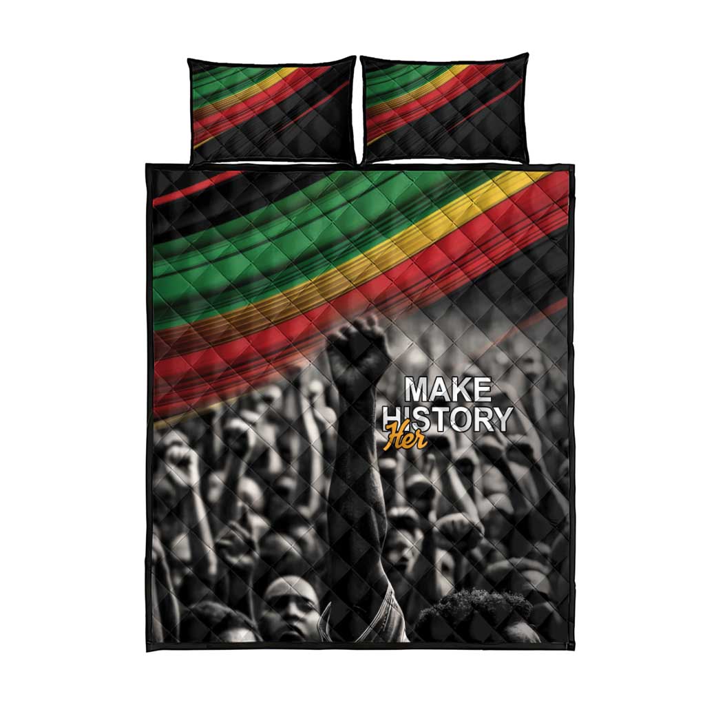 African-American History Month Quilt Bed Set Black Power Hand Make His-Herstories