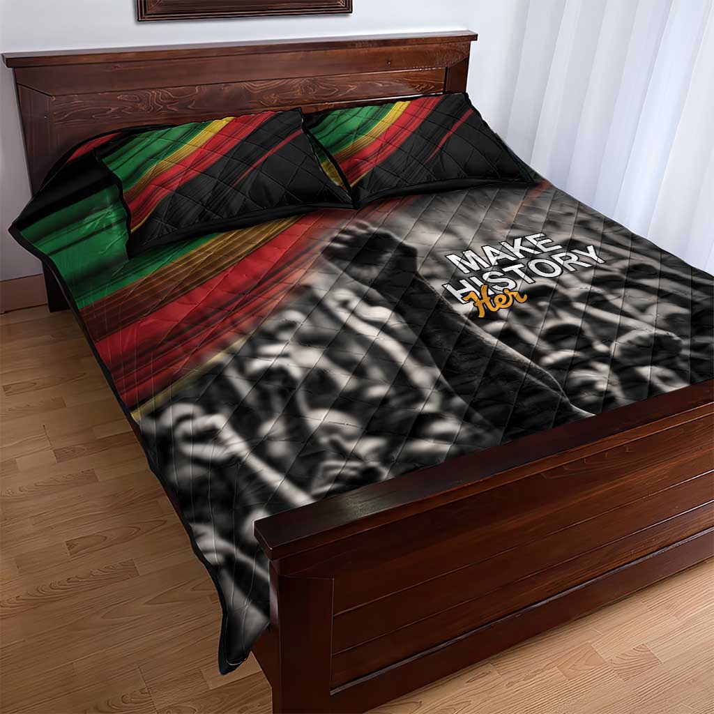 African-American History Month Quilt Bed Set Black Power Hand Make His-Herstories