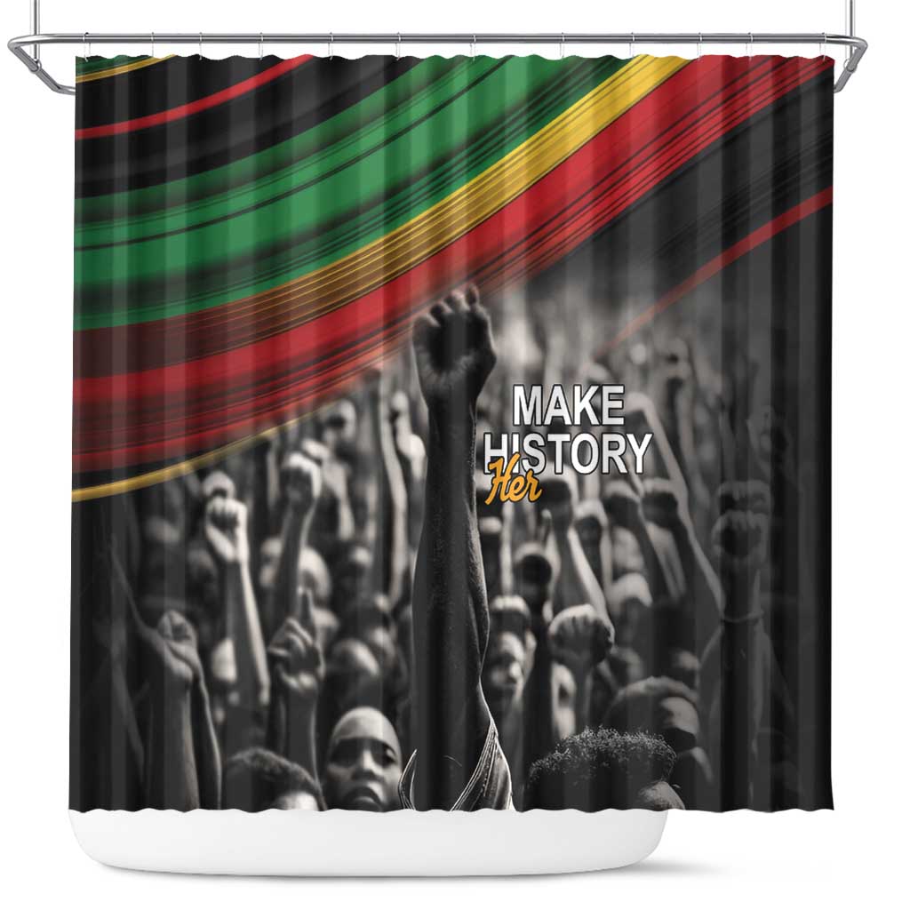 African-American History Month Shower Curtain Black Power Hand Make His-Herstories
