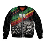 African-American History Month Sleeve Zip Bomber Jacket Black Power Hand Make His-Herstories