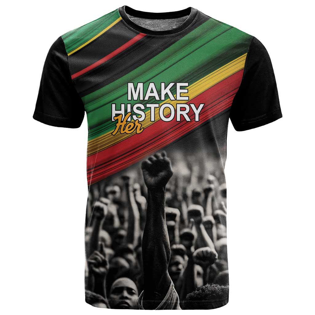 African-American History Month T shirt Black Power Hand Make His-Herstories