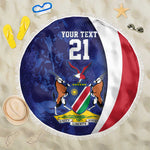 Custom Cricket African Namibia Beach Blanket Coat of arms Namibian Pattern - African Pride