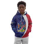 Custom Cricket African Namibia Kid Hoodie Coat of arms Namibian Pattern - African Pride
