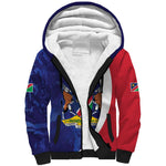 Custom Cricket African Namibia Sherpa Hoodie Coat of arms Namibian Pattern - African Pride