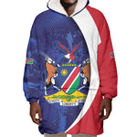 Custom Cricket African Namibia Wearable Blanket Hoodie Coat of arms Namibian Pattern - African Pride