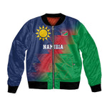 Custom Cricket African Namibia Bomber Jacket Namibian Gold Sun Flag Motif - African Pride
