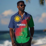 Custom Cricket African Namibia Hawaiian Shirt Namibian Gold Sun Flag Motif - African Pride