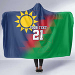 Custom Cricket African Namibia Hooded Blanket Namibian Gold Sun Flag Motif - African Pride