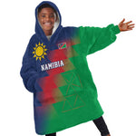 Custom Cricket African Namibia Kid Wearable Blanket Hoodie Namibian Gold Sun Flag Motif - African Pride