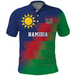 Custom Cricket African Namibia Polo Shirt Namibian Gold Sun Flag Motif - African Pride